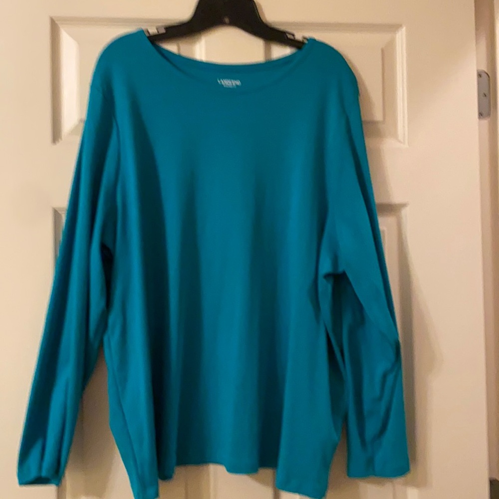 Brand new, blue/green Lands End long sleeve top